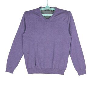 Calvin Klein Men Purple V-Neck Merino Wool Sweater Size M Lightweight Knit NWOT